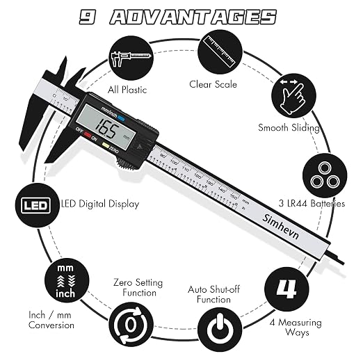 Electronic Digital Calipers, inch and Millimeter Conversion, LCD Screen - Image 6