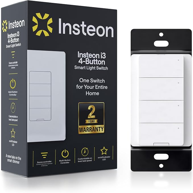 Insteon i3 Keypad 4-Button Smart Light Switch, KP014 by Insteon