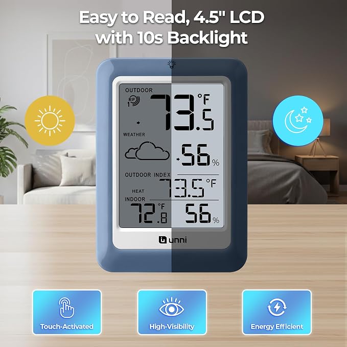 Indoor Outdoor Thermometer Hygrometer Wireless Weather Station, Temperature - Image 5