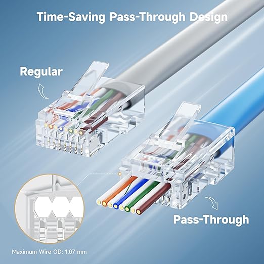 Cable Matters 100-Pack Cat 6 Pass Through RJ45 Connectors, 50µ Gold Plated - Image 2