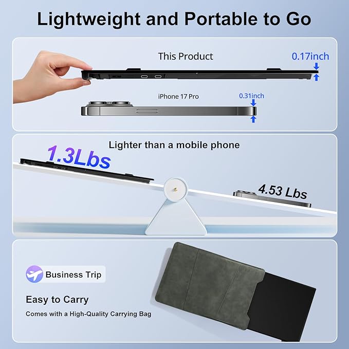 Laptop Screen Extender, Ultra-Thin 0.17" & 1.3lbs Lightweight, Plug & Play Dual - Image 3