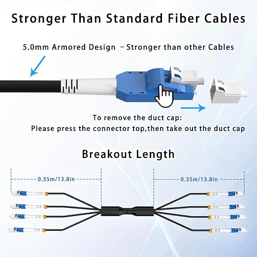 75M/246FT LC to LC Armored Outdoor Fiber Optic Cable, Single Mode Duplex - Image 7