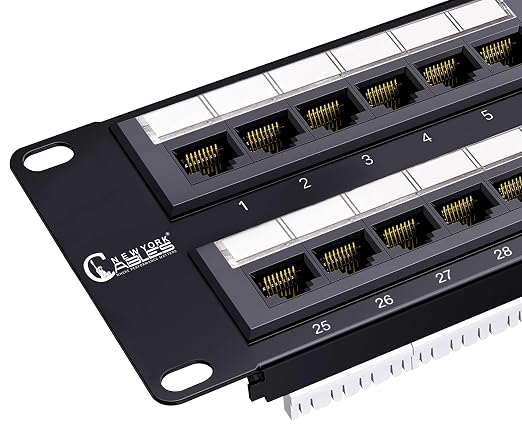 NewYork Cables 48 Port Cat6 Patch Panel, 10Gb Ethernet, 2U 19-Inch Rack or Wall by NewYorkCables