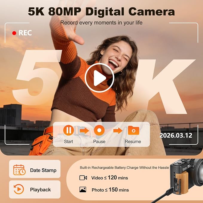 5K Digital Camera, 80MP HD Digital Camera - Image 2
