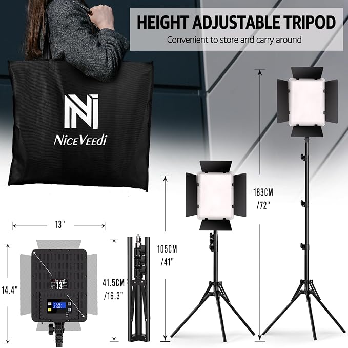 NiceVeedi 36W Photography Lighting, Bi-Color Studio Light, CRI 95+, Dimmable AC - Image 8
