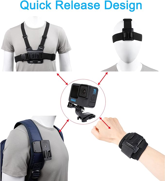 Accessories Set for GoPro Hero 13/12/11/10/9/8/7/6/5/4/Mission 1 Pro, New Quick - Image 3