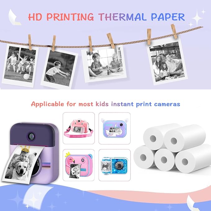 20 Rolls MIARALA Instant Print Kids Camera Paper Roll Refill, HD Print Paper - Image 3