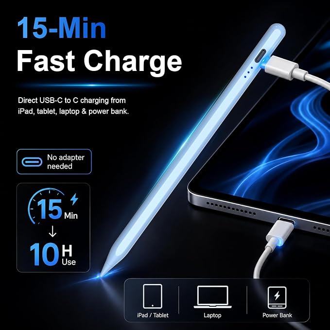 HATOKU Stylus Pen for iPad 2018-2026, 15 Min Fast Charge iPad Pencil 1st Gen - Image 2