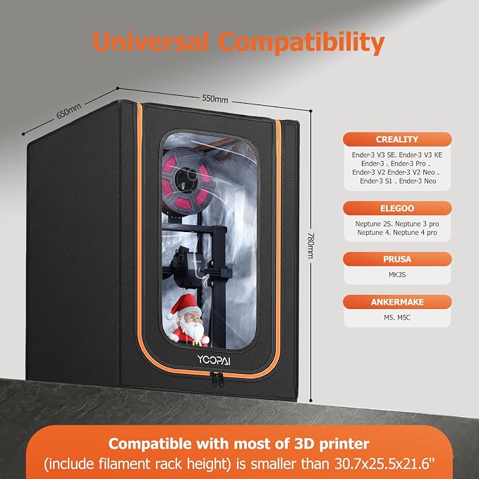 3D Printer Enclosure with LED Lighting, Fireproof Dustproof Tent Constant - Image 5