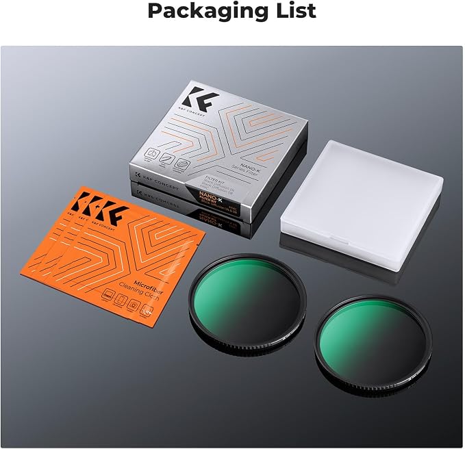 K&F CONCEPT 77mm Black Diffusion 1/4 & 1/8 Filters Kit Mist Cinematic Effect - Image 7