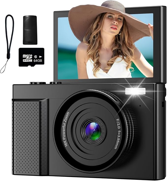 4K Digital Camera for Photography, 64MP Vlogging Video Camera for YouTube by TZZPL