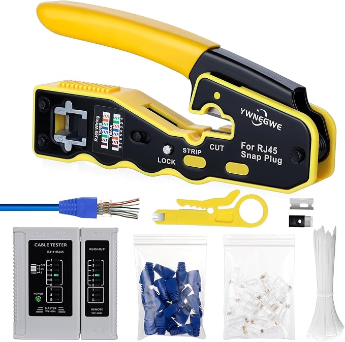 RJ45 Crimp Tool Kit Pass Through Ethernet Crimper by YWNEGWE
