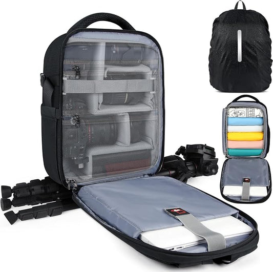 RAINSMORE Camera Backpack for DSLR SLR Mirrorless Cameras by RAINSMORE