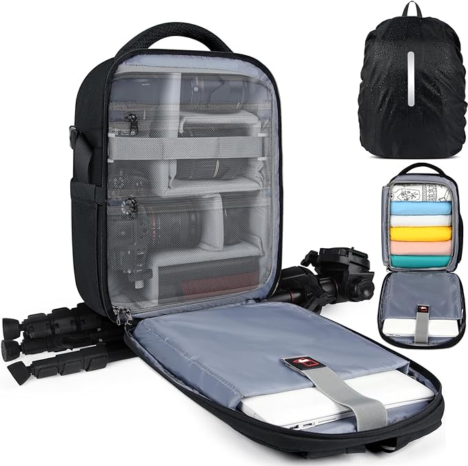 RAINSMORE Camera Backpack for DSLR SLR Mirrorless Cameras by RAINSMORE