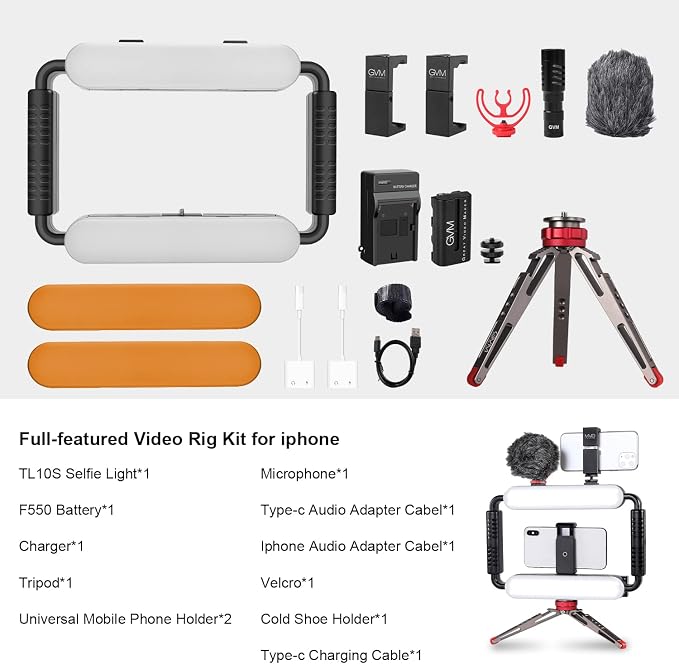 GVM Gimbal Stabilizer Phone Video Light Kit - Image 2