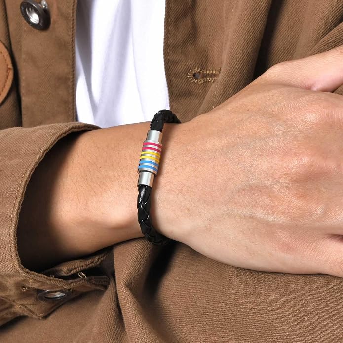 Nanafast Titanium Stainless Steel Rainbow LGBT Pride Bracelet Handmade Braided - Image 6