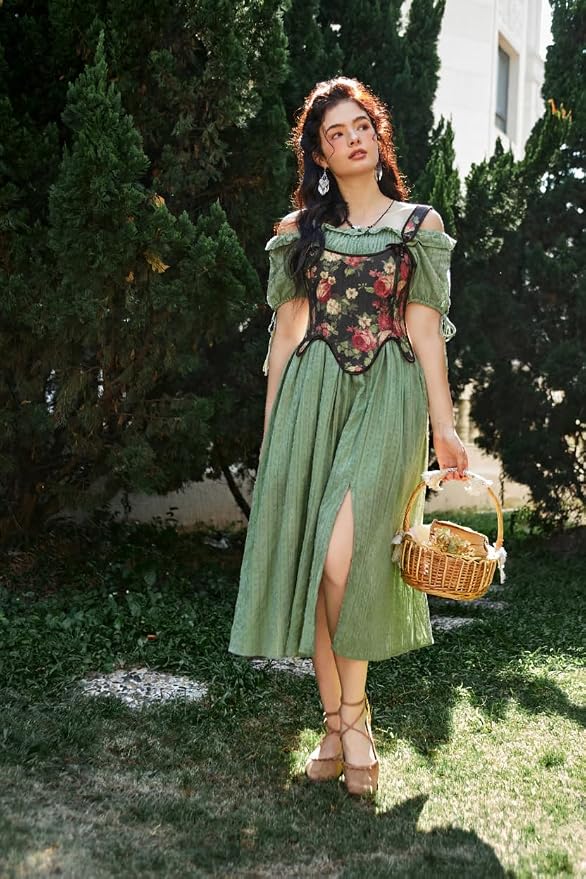 SCARLET DARKNESS Bustier Tops for Women Renaissance Floral Lace Up Bodyshaper - Image 8