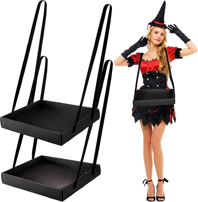 Junkin 2 Pcs Snack Trays with Strap Wearable Party Serving Tray Foldable by Junkin