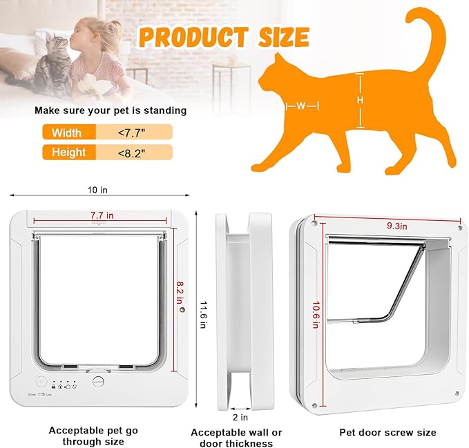 Smart Cat Door for Interior & Exterior, RFID Cat Pet Door - Image 6