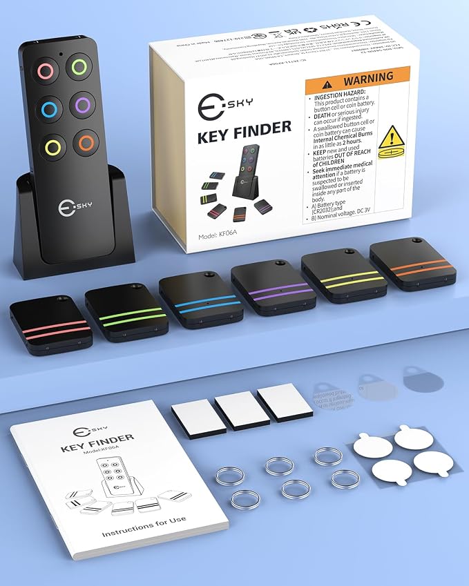 Esky Key Finder Locator with Sound, Stick-on TV Remote Control Finder, Item - Image 8