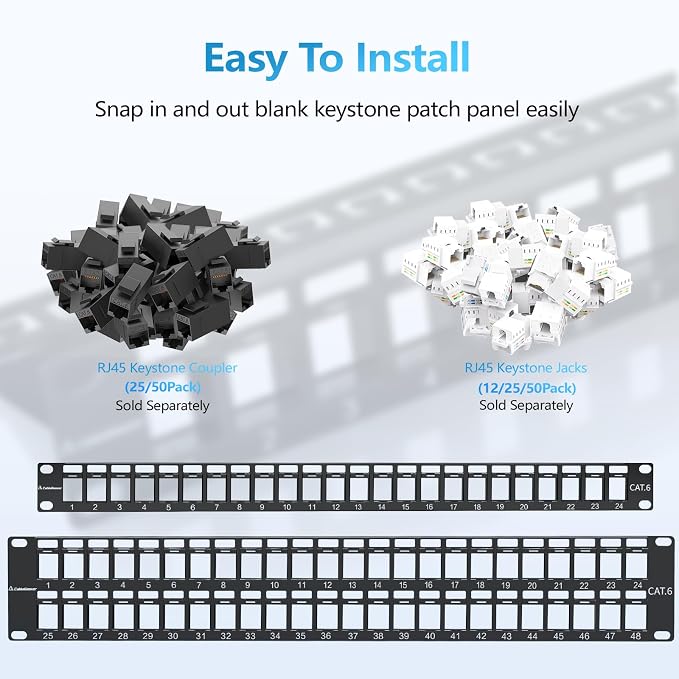 CableGeeker 2U 48 Port Keystone Patch Panel - Image 2