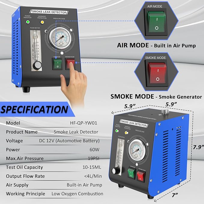 Smoke Machine Automotive Leak Detector Built in Air Pump, EVAP Smoke Machine - Image 6