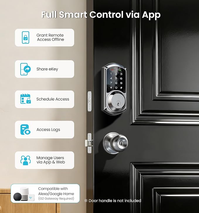 Veise VE06 Smart Deadbolt with App Control, Keyless Entry Smart Lock - Image 3