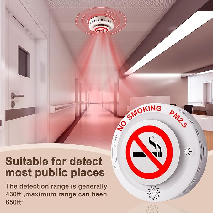 2in1 Cigarette Detector with Remote Control, No-Smoking and PM2.5 Alarm with - Image 4