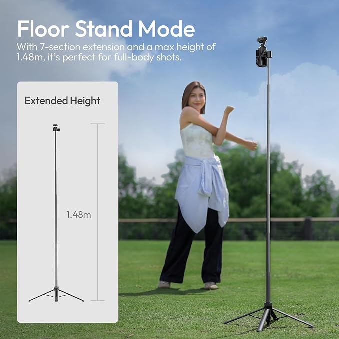 Upgrade 59" Tripod Stand w Auto-Open 4-Leg, ULANZI TT24 Vlogging Selfie Stick - Image 4