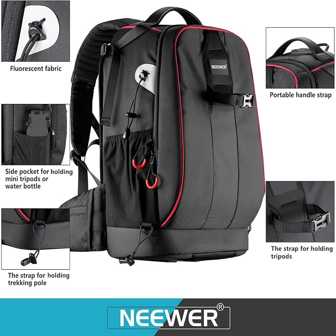Neewer Pro Camera Case Waterproof Shockproof Adjustable Padded Camera Backpack - Image 5