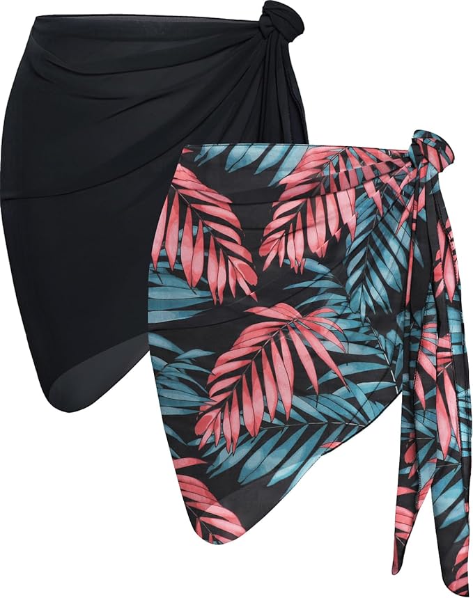 CHICGAL 2 Pieces Women Beach Sarong Bathing Suit Wrap Skirt Sheer Bikini by CHICGAL