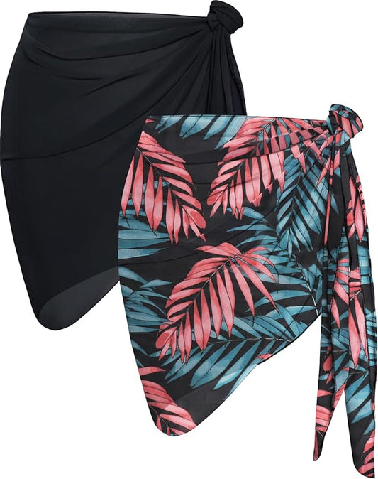 CHICGAL 2 Pieces Women Beach Sarong Bathing Suit Wrap Skirt Sheer Bikini by CHICGAL