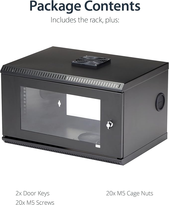 StarTech.com 2-Post 6U Wall Mount Network Cabinet w/ 1U Shelf, Ships Fully - Image 6