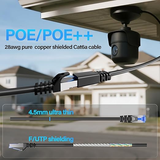 Cat6A Ethernet Cable Shielded 10Gbps 20 ft, Slim Shielded Ethernet Cable Cat 6 - Image 6