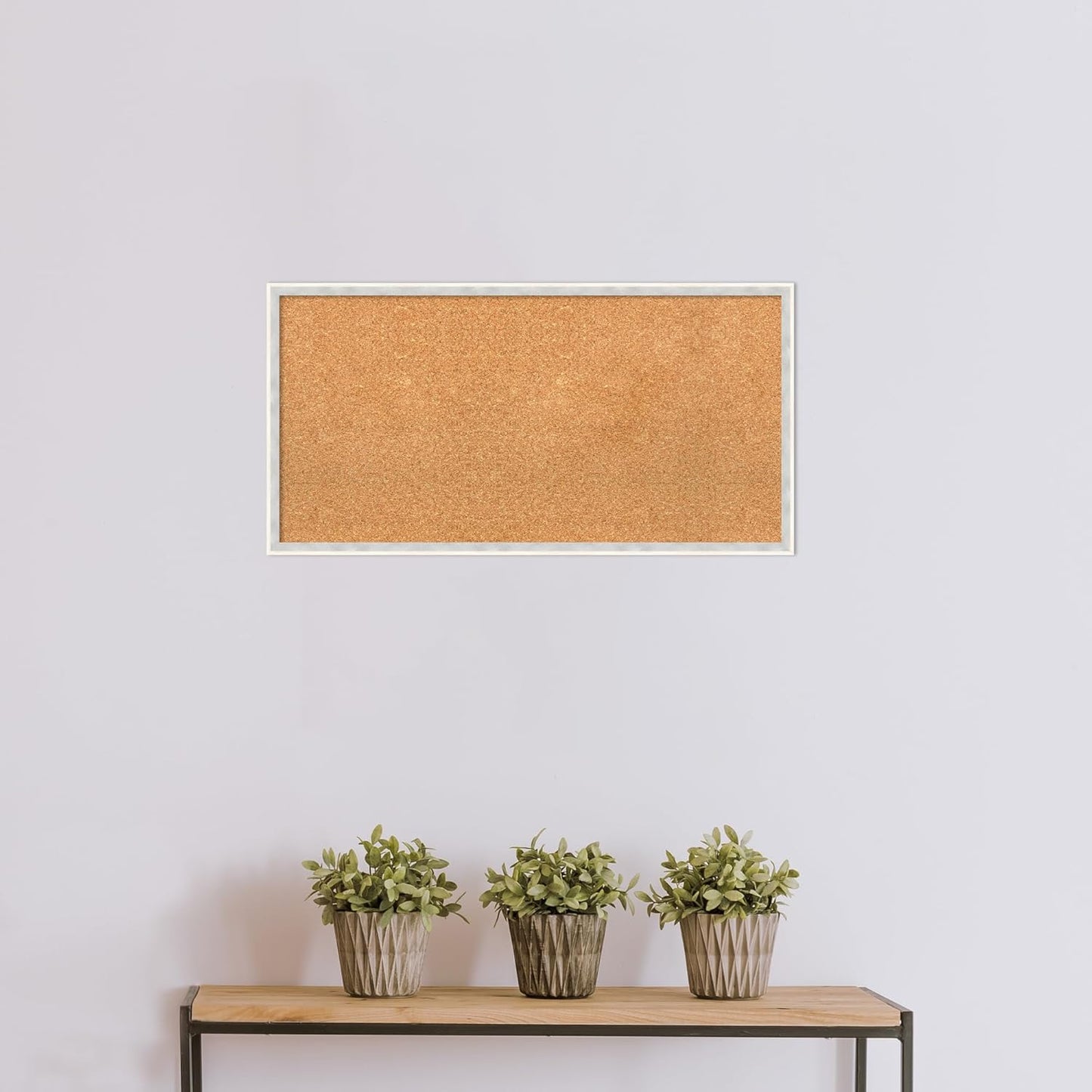 Amanti Art Natural Cork Board for Wall, 17x33 Vision Board with White Frame, Medium Corkboard Office Decor for Home Organization, Modern Corkboard Pinboard to Display Items for Home Organization in