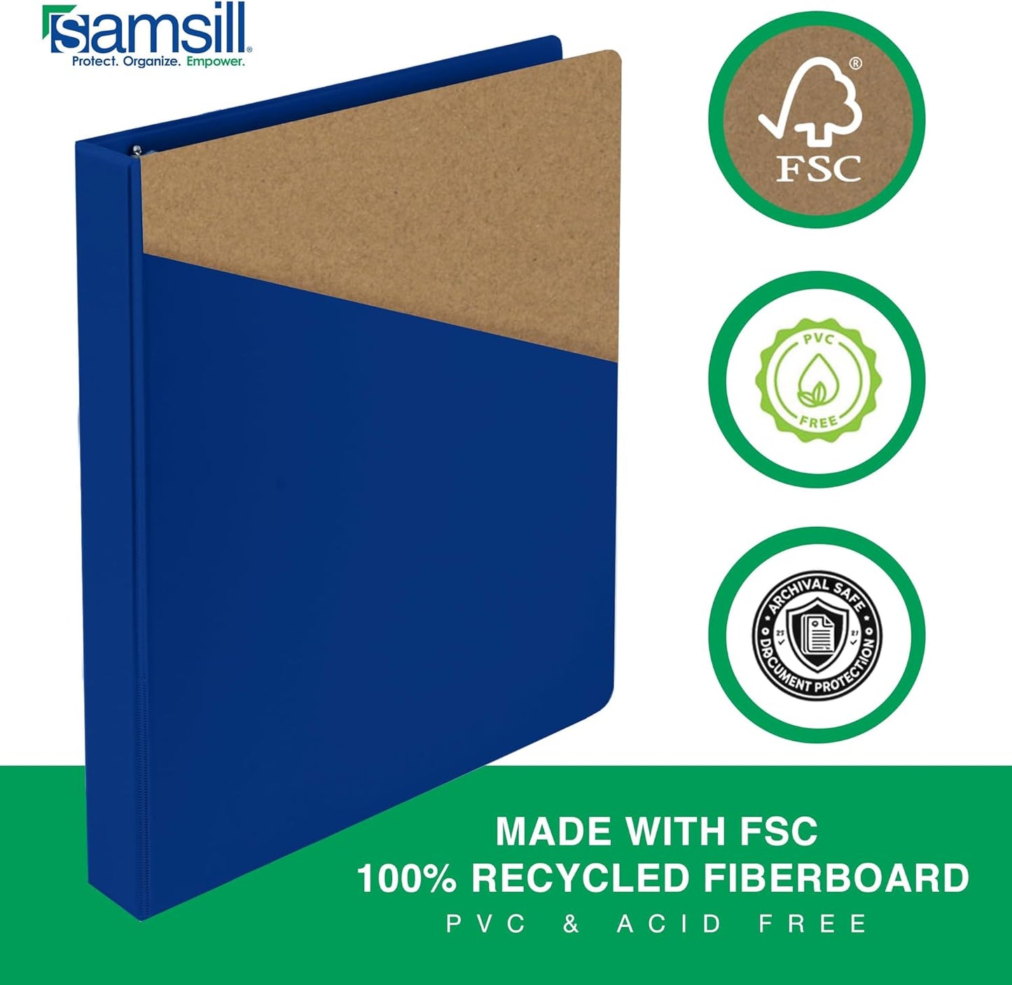 Samsill 2 Inch 3 Ring Binders, Made in USA, Economy Round Ring, Clear View Cover, 425 Sheet Capacity - for School, Home, Office - Blue, 4 Pack
