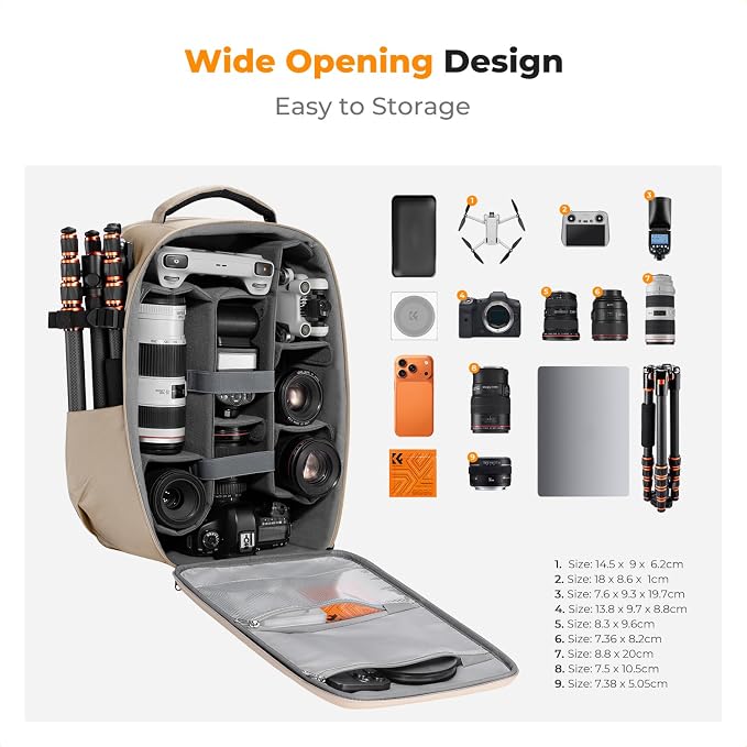 K&F CONCEPT Camera Backpack, Hardshell Photography DSLR Camera Bag - Image 2