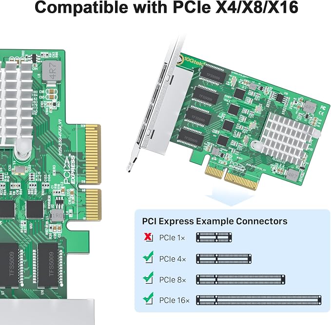 100M/1000M/2.5G NIC Network Card, Quad RJ-45 Port, - Image 2