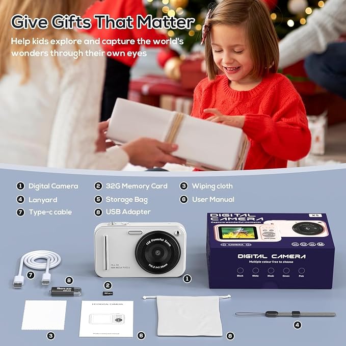 Digital Camera for Kids, 48MP FHD 1080P Point and Shoot Digital Cameras - Image 7