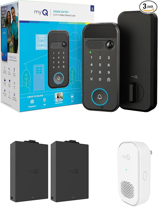 myQ Secure View™ 3-in-1 Smart Lock Deadbolt + myQ Chime + Extra Battery by Chamberlain%7CmyQ