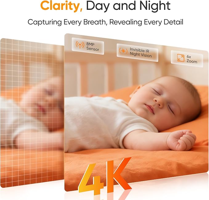 Monai 4K Smart Baby Monitor, Eye-Safe 950nm Night Vision, 7 AI Features - Image 4