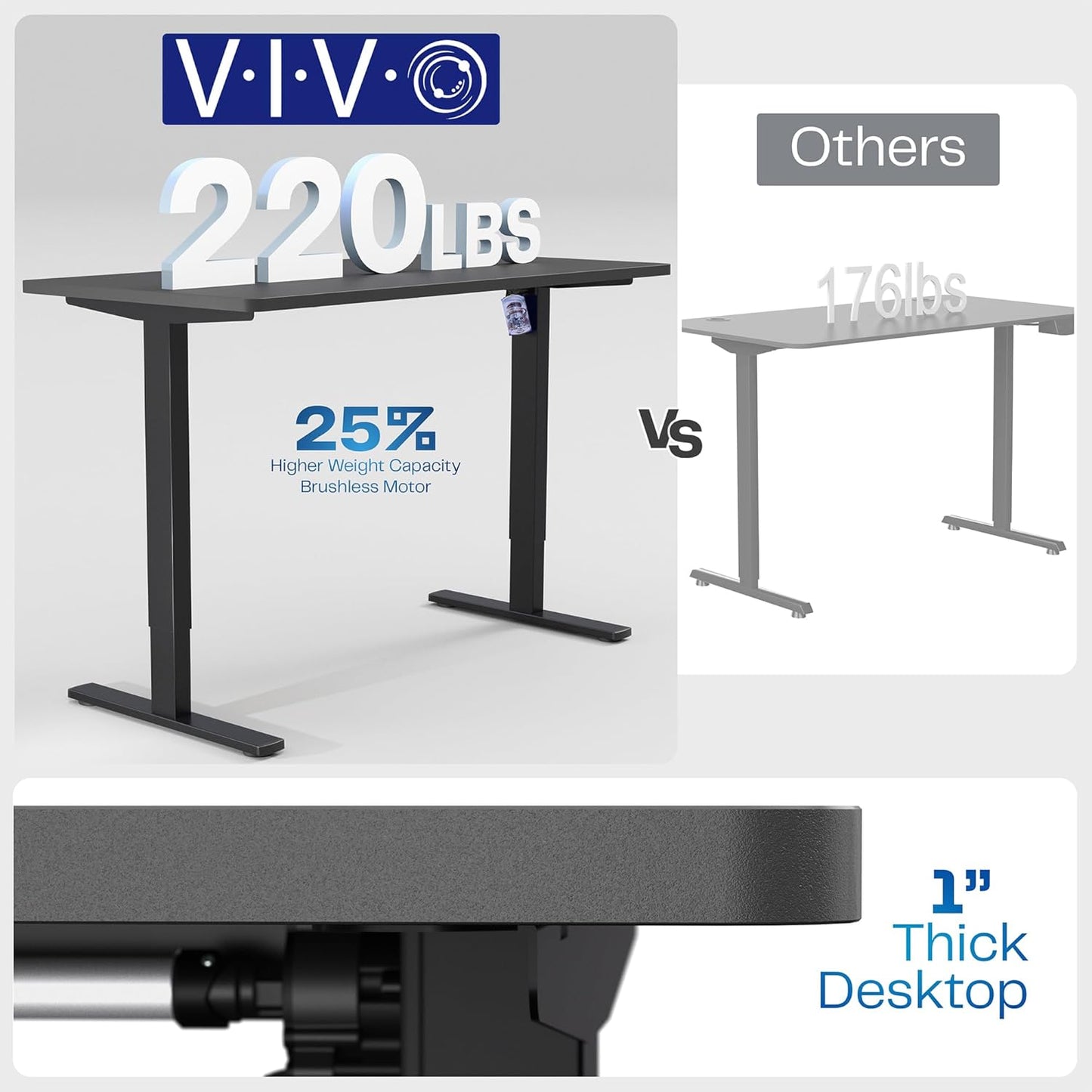 VIVO Electric 55 x 28 in Standing Desk, Memory Height Adjustment, 1B Series, One-Piece Rustic Vintage Brown Top, White Frame, DESK-KIT-1W55N