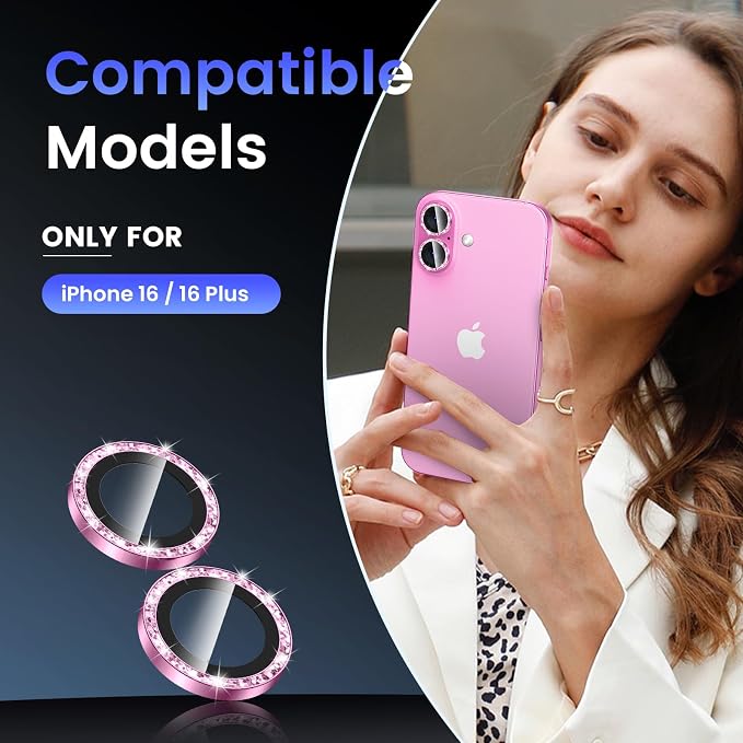 Tensea for iPhone 16 / iPhone 16 Plus Camera Lens Protector, 9H Tempered Glass - Image 2