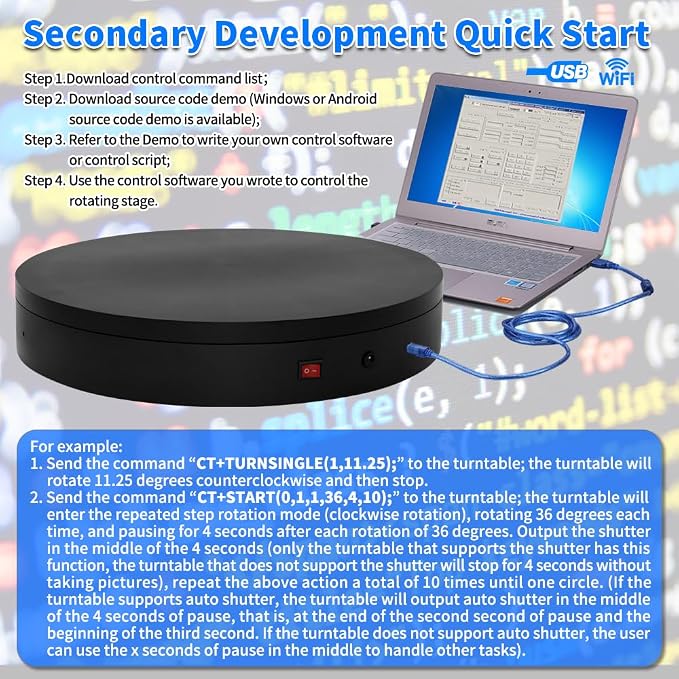 19.7In Large Programmable Motorized Electric Turntable Command-Controlled - Image 7