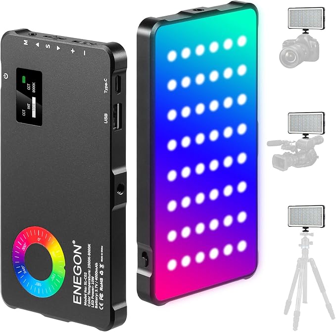 ENEGON RGB Video Light, Built-in 4000mAh Rechargeable Battery LED Camera Light by ENEGON