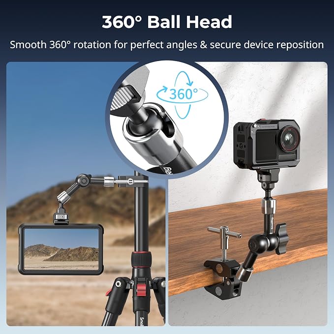 SMALLRIG 7 Inch Magic Arm with Crab-Shaped Clamp, Arm with 1/4"-20 Screw and - Image 4