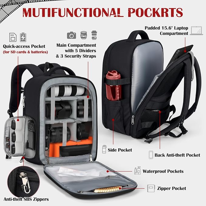 SDYSM Camera Backpack, Hardshell DSLR/SLR Camera Bag - Image 2