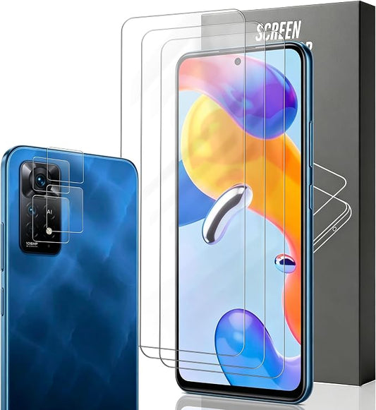 3+2 Pack Tempered Glass for Xiaomi Redmi Note 11 Pro 5G/4G Screen Protector by Unknown