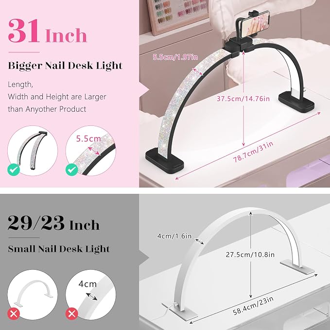 Half Moon Manicure Table Light: 31-inch Half Moon Light - Image 2