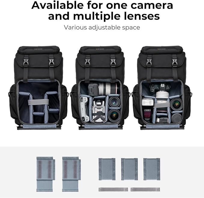 K&F CONCEPT Camera Backpack, Hard Shell Camera Bag, Large Capacity Photography - Image 2